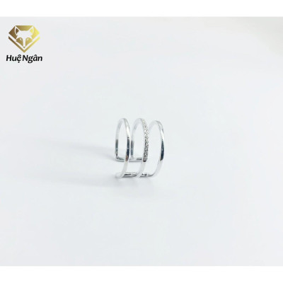 Nhẫn bạc Ý 925 Huệ Ngân - 3 Mảnh cá tính RR1705