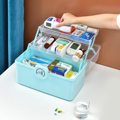 Hộp Thuốc Y Tế Gia Đình Hộp Thuốc 3 Tầng Mở 180 Độ Có Quai Xách Tiện Lợi Giao Màu Ngẫu Nhiên