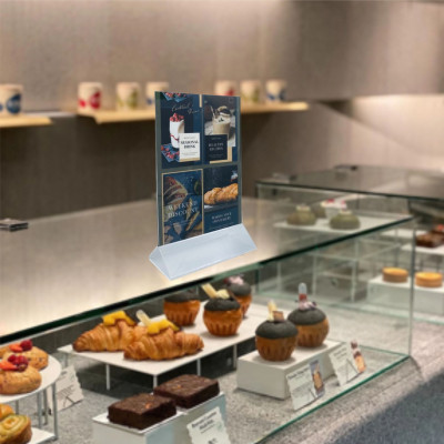 Kệ mica 2 mặt Enter E02 150x210mm chân tam giác A5 đứng