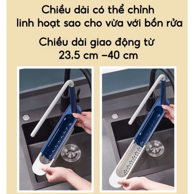 Kệ Gác Bồn Rửa Chén Co Giãn Đa Năng – Có Giá Treo Khăn Tiện Lợi - HÀNG CHÍNH HÃNG MINIIN