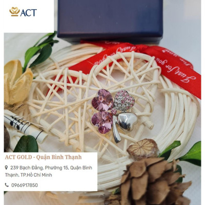 CÀI ÁO HOA 4 CÁNH ĐÁ HỒNG