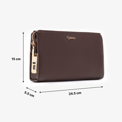 Ví Cầm Tay Nam Chính Hãng GENCE RB12 Da Bò Khóa Vân Tay Khóa Số Cao Cấp Màu Đen