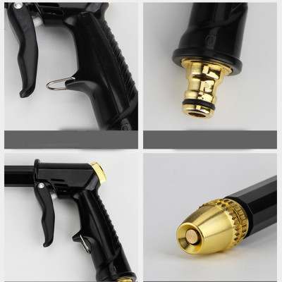 Bộ dây và vòi xịt rửa xe tưới cây  tăng áp thông minh 810-2621-1 (dây vàng dẹt-cút nối xanh)