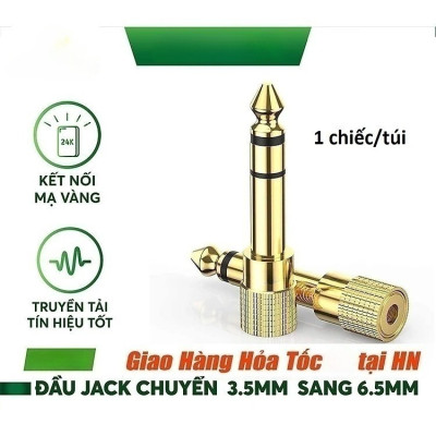 Đầu jack chuyển đổi âm thanh từ cổng 3.5mm cái sang cổng 6.5mm đực - Hàng Nhập Khẩu