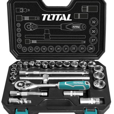 BỘ 25 CÁI SOCKET (1/2 INCH) & CẦN 2 CHIỀU TOTAL THT121251 - HÀNG CHÍNH HÃNG