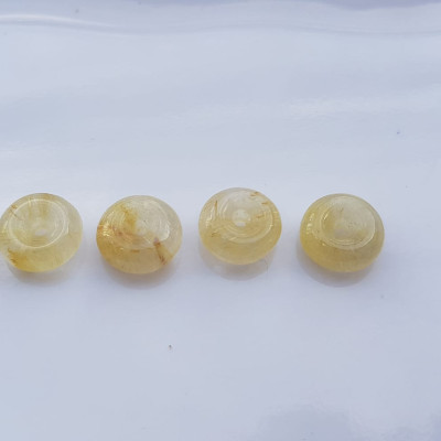 Bộ Trang Sức Phong Thủy 5 Đồng tiền đá thạch anh tóc vàng may mắn tài lộc Size đk 10mm x cao 4,5mm x lỗ 2mm mệnh Kim mệnh Thổ và mệnh Thủy Nữ phối lên bộ lắc tay hay mặt dây chuyền vàng đeo xinh đẹp may mắn ạ