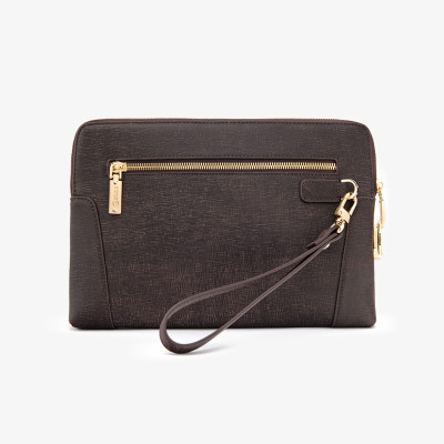 Ví Cầm Tay Clutch Nam GENCE CK11 Da Bò Khóa Số Cao Cấp Màu Nâu Phụ Kiện Vàng Hoặc Bạc