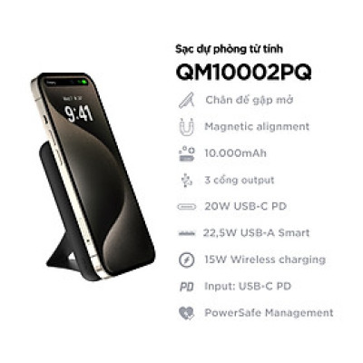 Sạc dự phòng  Energizer 10,000mAh /3.85V Li-Polymer hỗ trợ sạc nhanh 20W QM10002PQBK - Hàng chính hãng