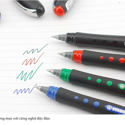 Bộ 4 Bút bi ký STABILO bl@ck+ M 1.0mm xanh+ đỏ+ đen+ xanh lá (BLKM-C4)