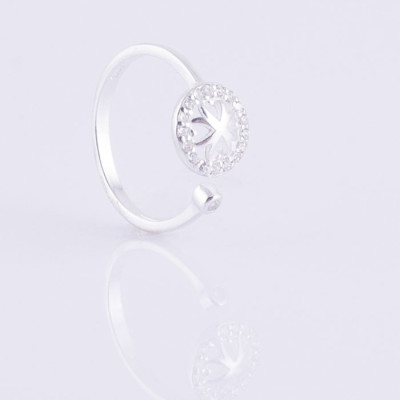 Nhẫn nữ trang sức bạc S925 Italia Bạc Xinh Huệ Ngân- Cỏ bốn lá may mắn RR1288