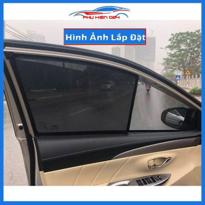 Bộ 4 rèm chắn nắng nam châm Vios 2014-2015-2016-2017-2018 khung cố định chống tia UV