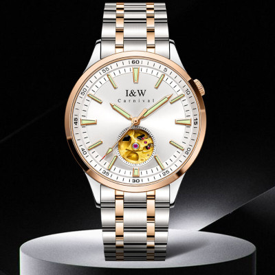 Đồng hồ nam chính hãng IW CARNIVAL IW590G-1 Kính sapphire ,chống xước,Chống nước ,Bảo hành 24 tháng,Máy cơ (Automatic),Dây kim loại thép không gỉ 316L,thiết kế lộ cơ 
