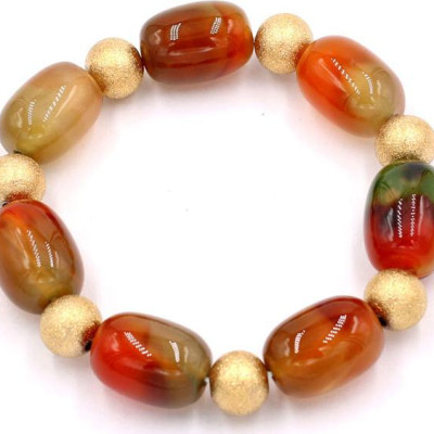 Chuỗi đeo tay - thạch anh xanh cam bầu 17mm VTAXCBLHVT1 - kèm hộp gỗ - hợp mệnh Hỏa, mệnh Thổ