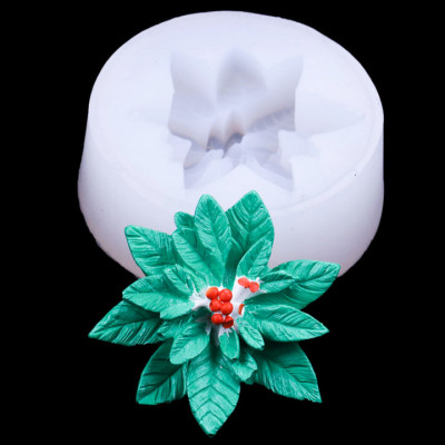 Khuôn silicon làm rau câu hoa trạng nguyên Noel giáng sinh loại 7 cm - Mã số 1116