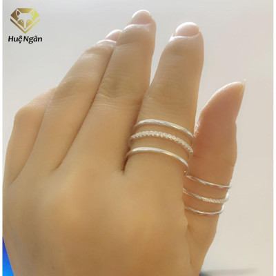 Nhẫn bạc Ý 925 Huệ Ngân - 3 Mảnh cá tính RR1705