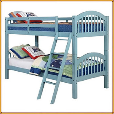 Giường 2 tầng Tundo màu xanh chân chống đất 