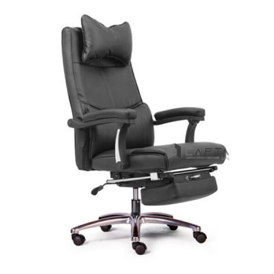 Ghế làm việc có gác chân nệm da màu đen CR4103-P Nội thất Capta