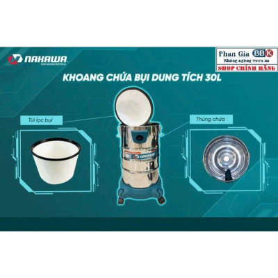 Máy hút bụi NAKAWA 30L Công suất 1600W, lực hút khỏe tiện lợi cho công việc dọn dẹp nhà cửa