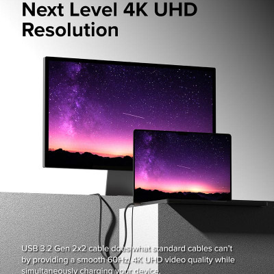 Cáp sạc nhanh 240W cho điện thoại/laptop/tablet RINGKE USB-3.2 Gen 2X2 USB-C Cable - Hàng Chính Hãng