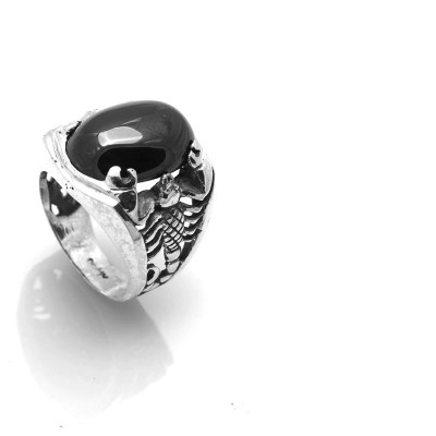 Nhẫn Nam Bạc - Hình Bọ Cạp Đá Đen - BẠC HIỂU MINH NA390