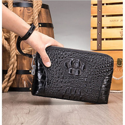 Clutch khóa số cầm tay cao cấp BHM3001 Da bò dập nổi vân da cá sấu