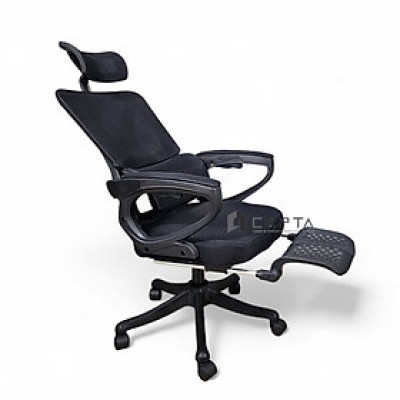 Ghế lưới xoay có gác chân giá rẻ khung nhựa đen lưng ngả nằm 95° ~ 145° CR4327-M Nội thất Capta