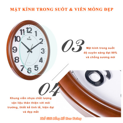 Đồng Hồ NHẠC CHUÔNG Báo Giờ Có 16 Điệu NHẠC GÕ - Máy Kim Trôi EASTAR Nhật - SỐ NỔI 3D - Mặt TRÒN Viền NÂU - Tặng Pin Maxell