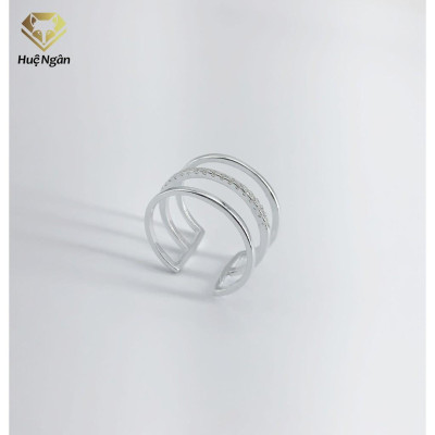 Nhẫn bạc Ý 925 Huệ Ngân - 3 Mảnh cá tính RR1705