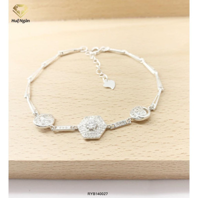 Lắc tay bạc 925 Huệ Ngân - Hình lục giác đính đá RYB140027