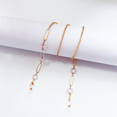 Dây đeo gọng kính chuỗi giữ kính charm hoa hạt châu ấn tượng phụ kiện thời trang hot trend
