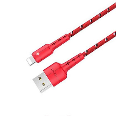 Cáp sạc nhanh 3A Hoco X14 Pro vải dù chống rối tích hợp đèn Led tự ngắt thông minh cho iPhone dài 2M ( 2 màu ) - Hàng chính hãng
