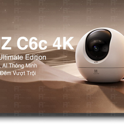 Camera Wifi Ezviz C6C 8M - 4K Siêu Rõ Nét, Quay Quét 360 độ , Đàm thoại 2 chiều, Có màu ban đêm, Phát hiện người AI - hàng chính hãng