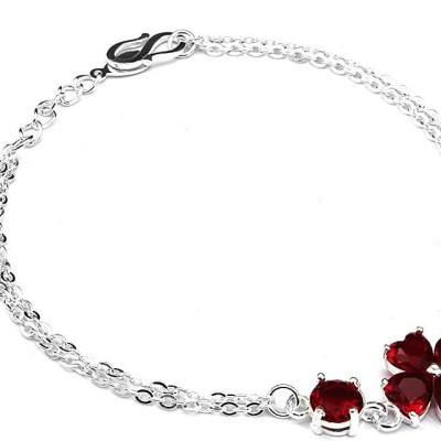 Lắc Tay Nữ Bạc Hiểu Minh LTU482R cỏ 4 lá may mắn bạc ta