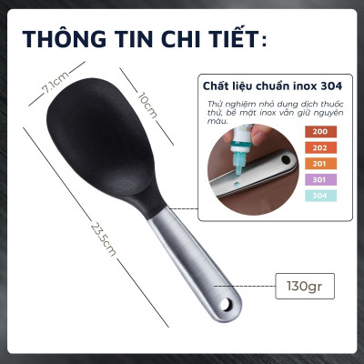 Muỗng rang silicon DandiHome cao cấp chịu nhiệt cực tốt dùng để nấu ăn