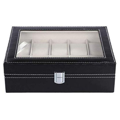 Hộp Đựng Đồng Hồ , Trang Sức 10 ngăn PaKaSa Loại Lớn 20 x 25 x 8 cm - Hàng Chính Hãng 