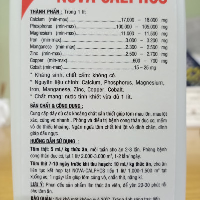 Khoáng Kích Thích Tôm Lột Xác Anova Nova Calphos (chai 1 lít)