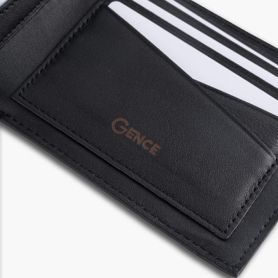 Ví nam Gence dáng ngang da bò Epsom màu đen C10