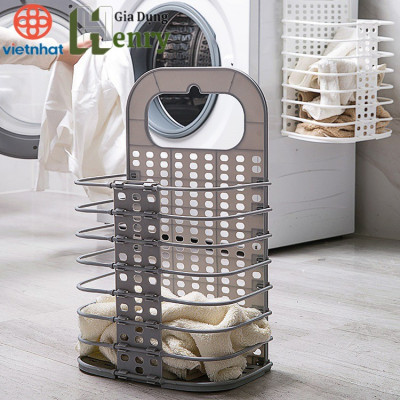 Giỏ đựng đồ gấp gọn thông minh Việt Nhật tặng móc dính trong , giỏ treo tường đựng quần áo đồ dùng nhà tắm (Màu ngẫu nhiên) - HÀNG VIỆT NAM