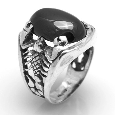 Nhẫn Nam Bạc - Hình Bọ Cạp Đá Đen - BẠC HIỂU MINH NA390