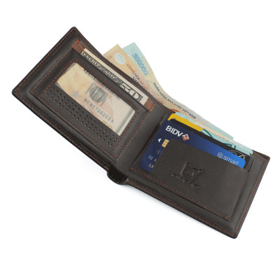 Ví Da Nam, Bóp Da Nam Kim Bảo H42 Da Bò Màu Đen, Nâu, Bò