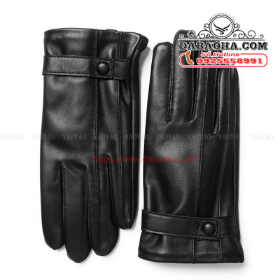 Găng tay nam da cừu cao cấp BHY5333 Lót lông giữ ấm, cảm ứng điện thoại, chống nước