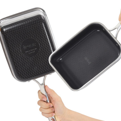 [Hàng chính hãng-iMat hybrid] Chảo chiên  trứng vuông 15cm iMat Hybrid, chống dính gốm Ceramic đen 