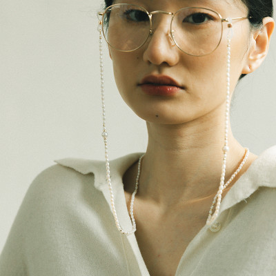 Dây hạt trai đeo kính chuỗi hạt vàng phong cách retro cổ điển Pháp trang sức thiết kế handmade