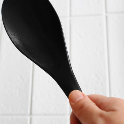 Muôi cơm kháng khuẩn cán dài Echo Metal 25cm màu đen - Nội địa Nhật Bản