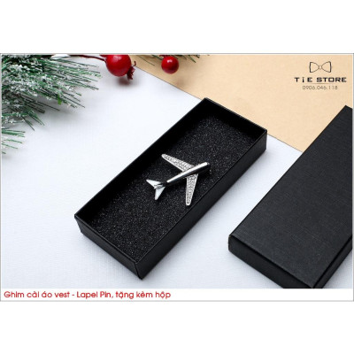 Ghim cài áo máy bay đính đá cao cấp - ghim cài vest cưới Tien Nguyen