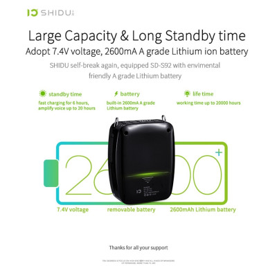 SOAIY Máy Trợ Giảng Không Dây Shidu SD-S92 - Hàng Nhập Khẩu