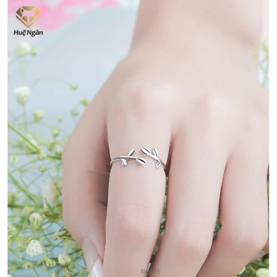 Nhẫn bạc 925 Huệ Ngân - Lá nhỏ trơn không đá free size RR1623