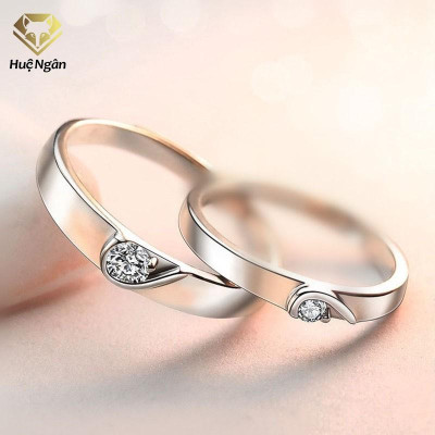 Nhẫn đôi bạc Ý 925 Huệ Ngân - Hai nửa yêu thương RR1593