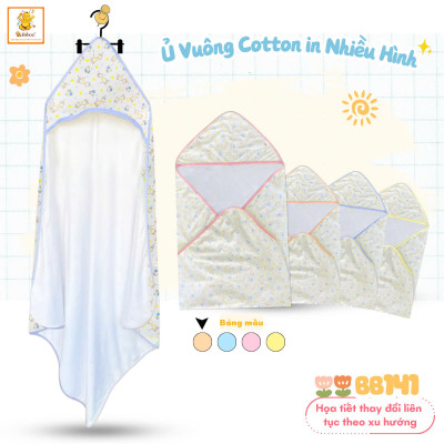 Khăn quấn em bé sơ sinh BABIBOO ủ vuông cho bé vải cotton lớp êm ái ( 80x80cm) BB141
