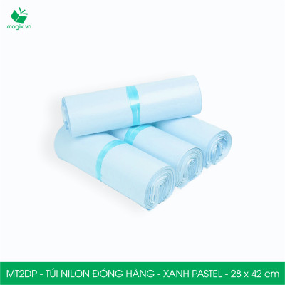 MT2DP - 28x42 cm  - Túi nilon gói hàng - 200 túi niêm phong đóng hàng màu xanh pastel